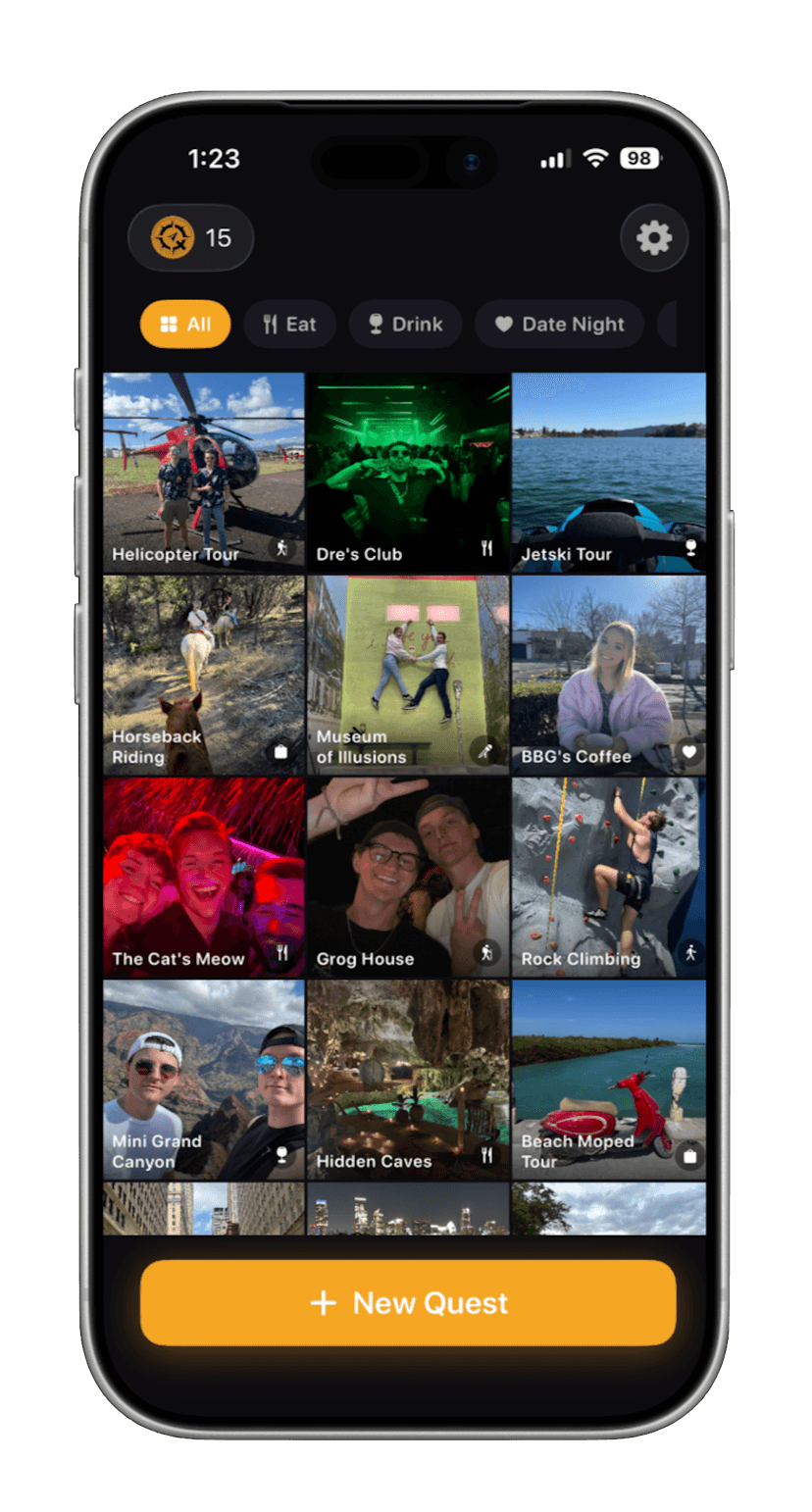 Side Quest app showing quest dashboard